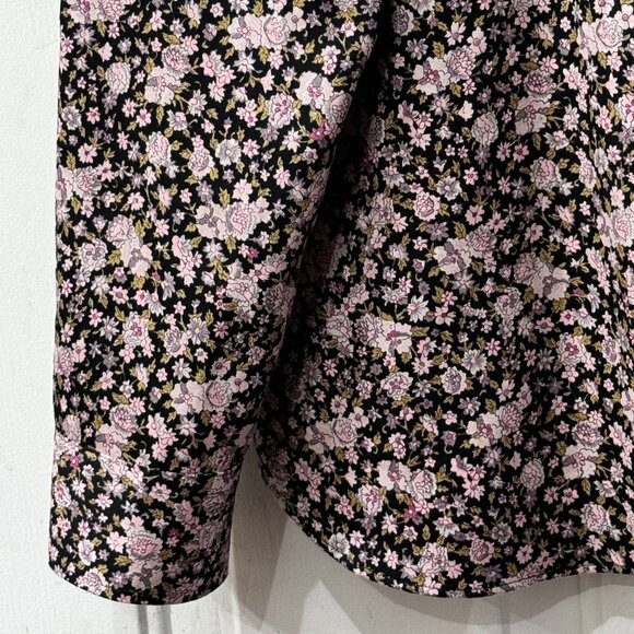 Chaps No-Iron Sz XL Blouse Button Up Long Sleeve Black/Multi Floral - Picture 4 of 10